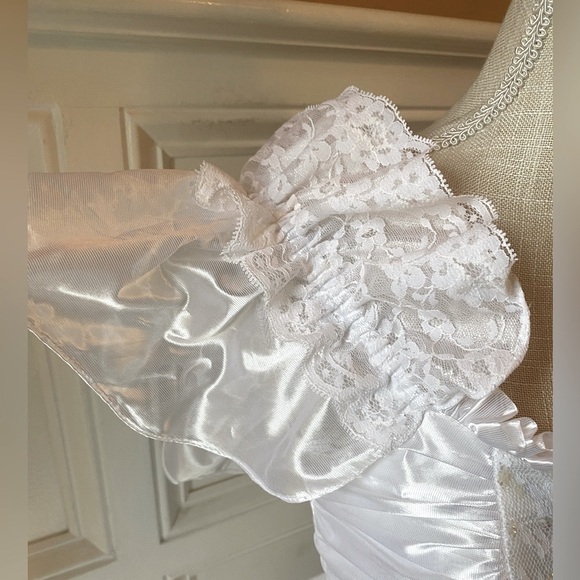 VINTAGE 1980S GUNNE SAX 5/6 XS JESSICA MCCLINTOCK FORMAL WEDDING GOWN LACE SATIN - Picture 3 of 12